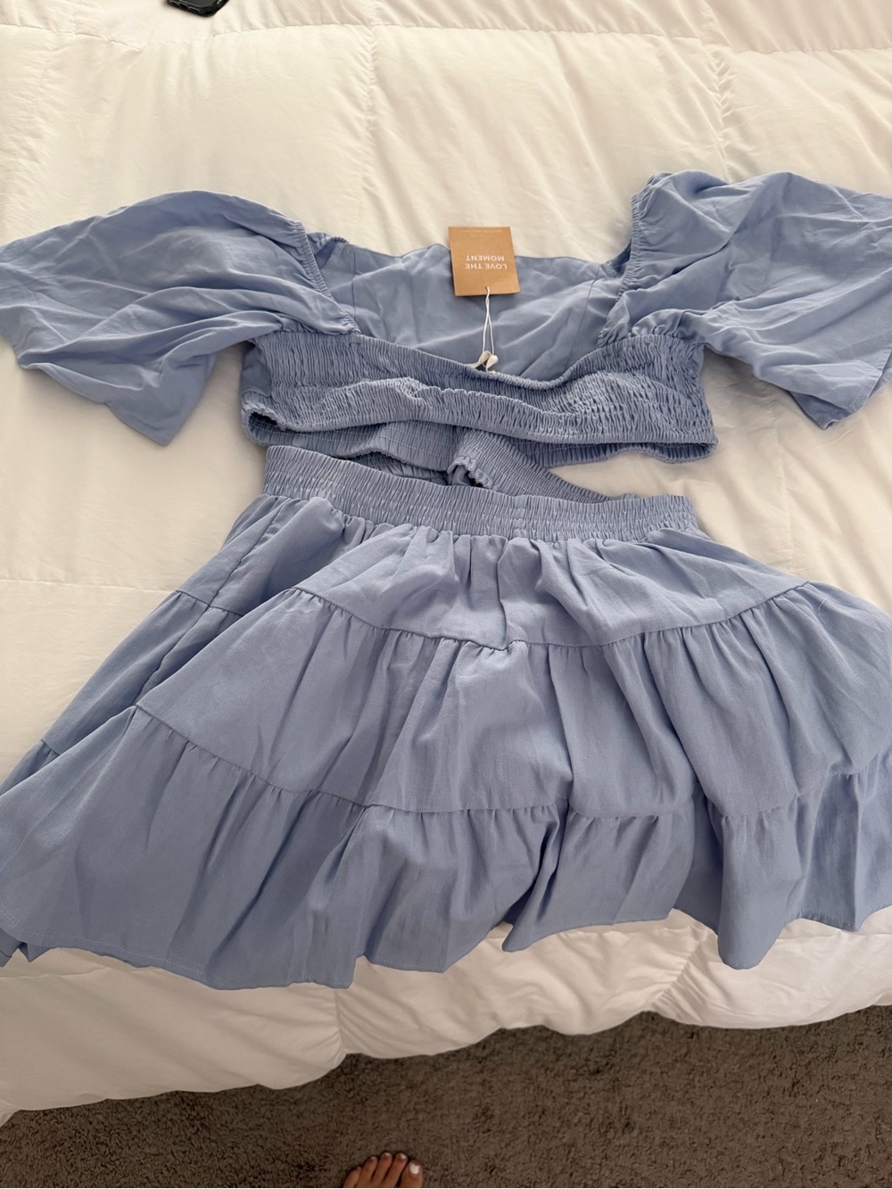 Light Blue Girls' Two-Piece Dress Set